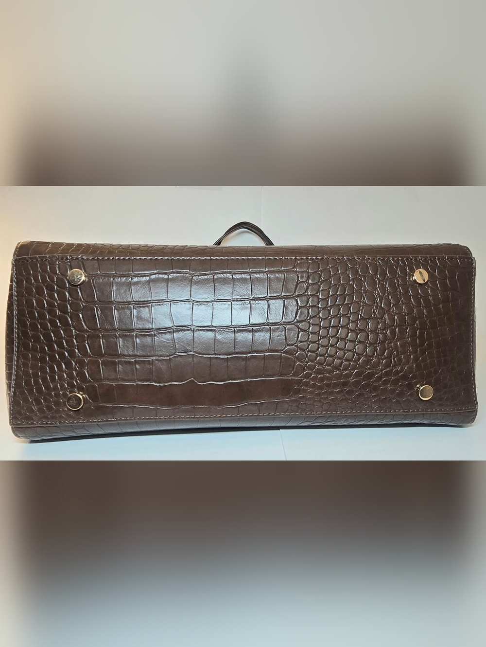 Urban Expressions Croc Embossed Brown Work Tote/ Laptop Bag - Picture 4 of 9
